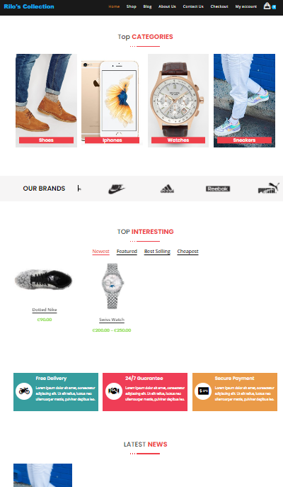 online shopping web UI